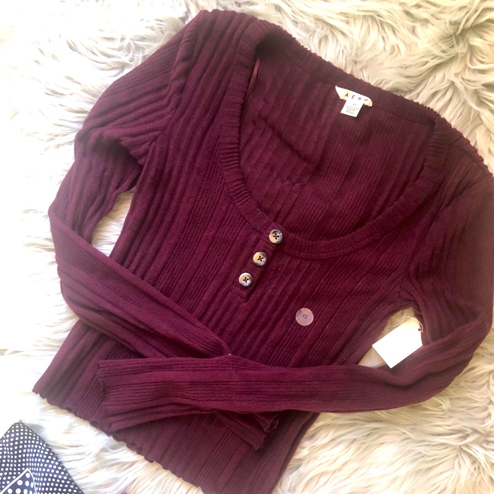 Ribbed long sleeve blouse